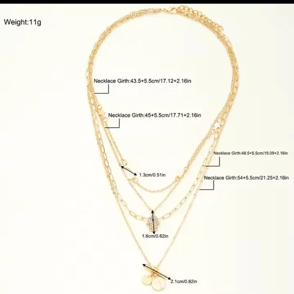 Necklace Women's Gold Layered Moon Stars New f51 - Picture 3 of 3